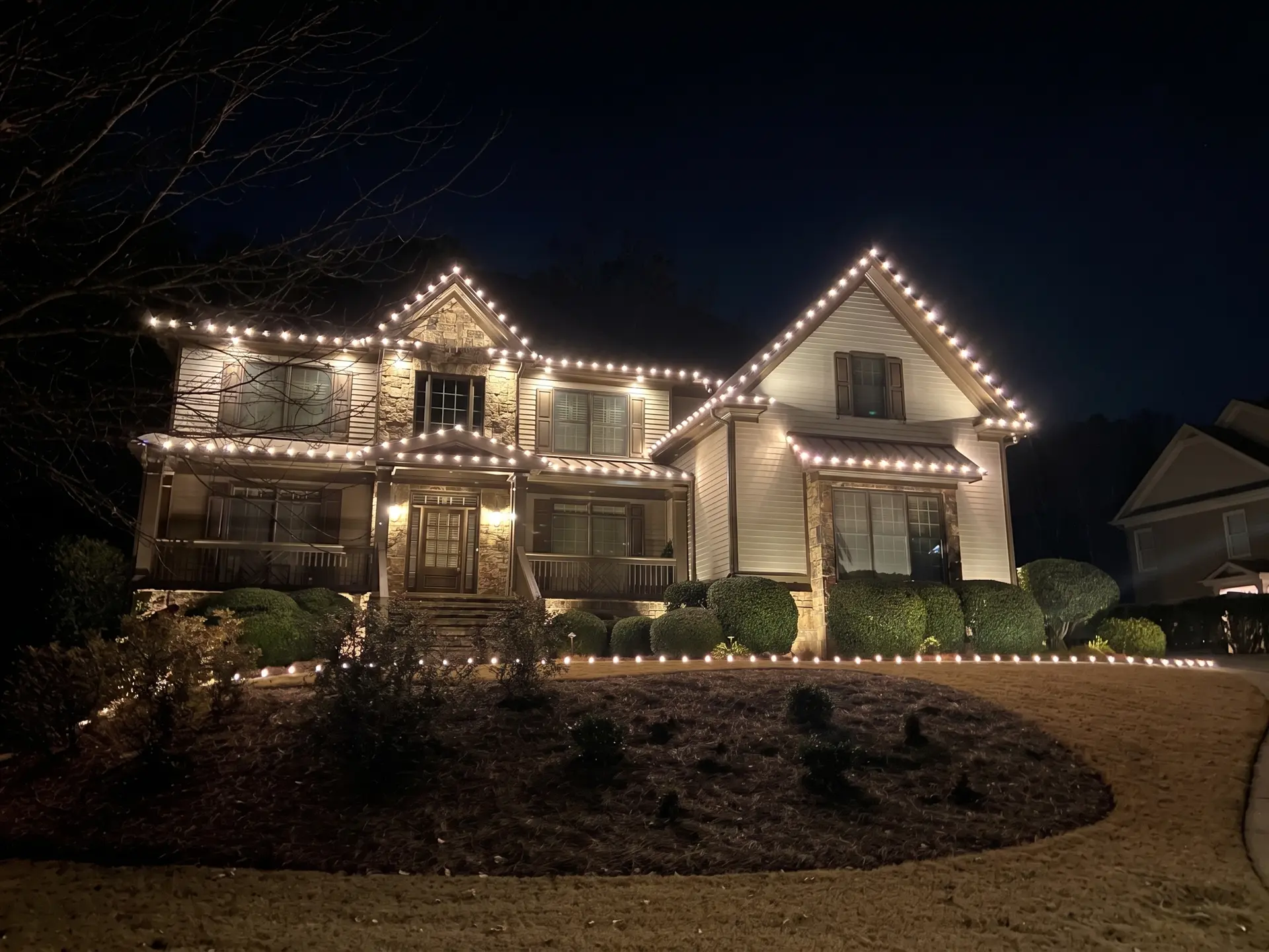 The same home after Be The Light GA installed the Christmas lights, matching the preview